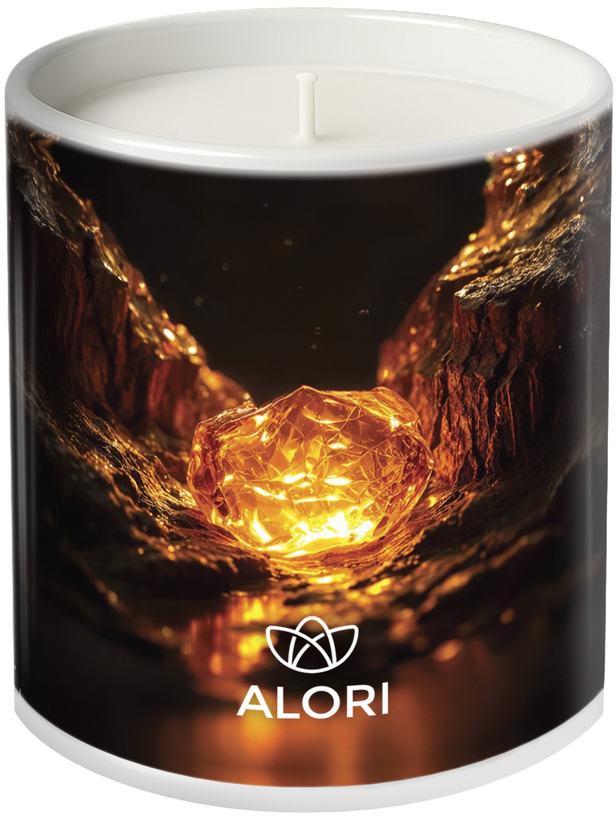 Sójová svíčka - Jantarové dřevo - bílá 300ml